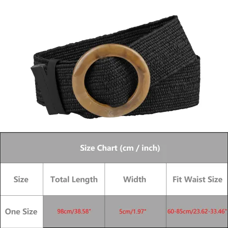 Allegra K- Stretch Woven Belt Wide Round Buckle