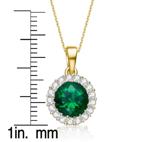 Genevive Sterling Silver with Colored Cubic Zirconia Round Pendant Necklace