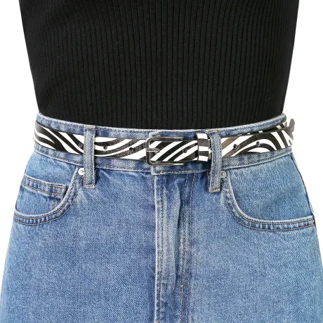 Allegra K- Single Pin Buckle Skinny Waist Lizard Print Belts