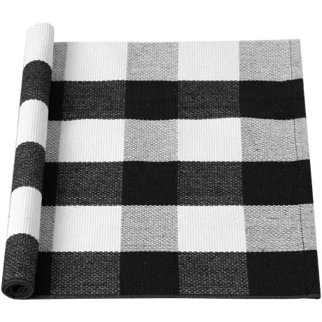 PiccoCasa- Buffalo Check Plaid Outdoor Cotton Floor Mat 71"x24"