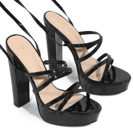 Allegra K- Platform Block Heel Lace up Heels Sandals