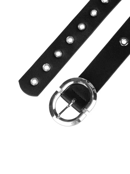 Allegra K- Grommet PU Leather Waist Belt