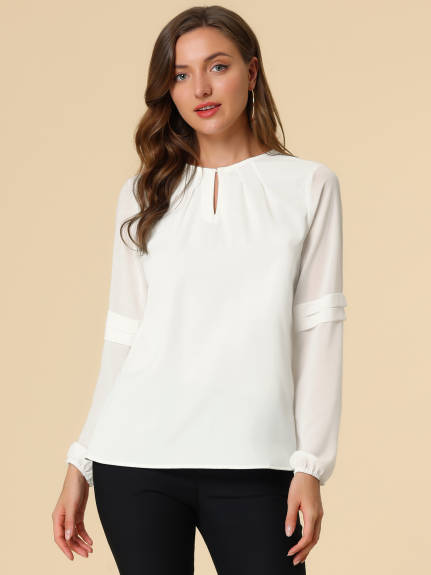 Allegra K- Long Sleeve Work Blouse Pack, White Combo 2