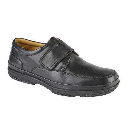 Roamers - Mens Leather Wide Fit Touch Fastening Casual Shoes