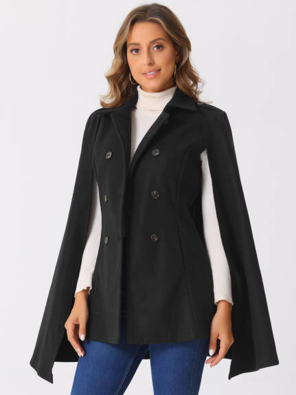 INSPIRE CHIC - Cape Sleeve Double Breasted Cloak Coat