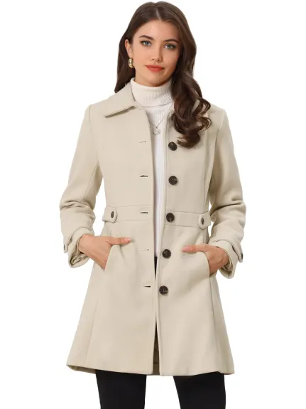 Allegra K- Manteau long à simple boutonnage avec poche