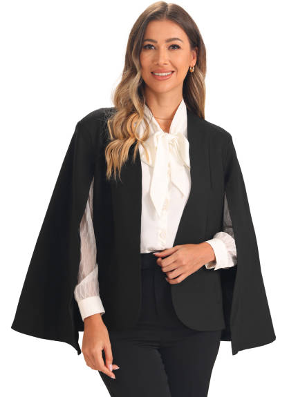 Allegra K - Blazer ouvert à manches cape