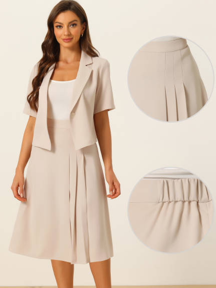 Allegra K - Summer Dressy Blazer Skirt Suit Set