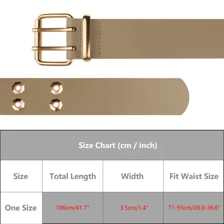 Unique Bargains- Unisex Double Grommet PU Leather Metal Buckle Belt