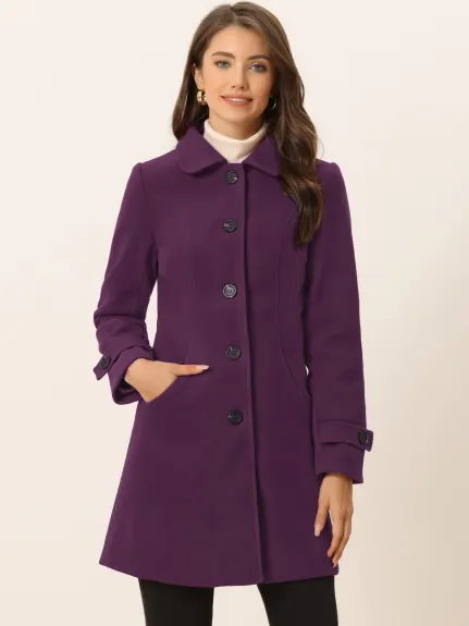 Allegra K- Peter Pan Collar Outwear Trench Caban