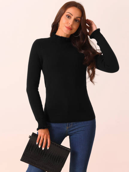 Allegra K - Slim Fit Mock Neck Sweater