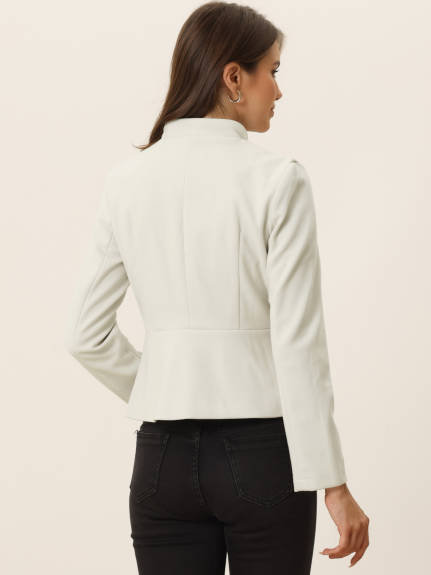 Allegra K- Peplum Cropped Woolen Jacket Coat