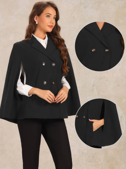 Allegra K - Veste Cape à Double Boutonnage