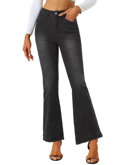 Allegra K - Retro High Waist Flare Denim Pants