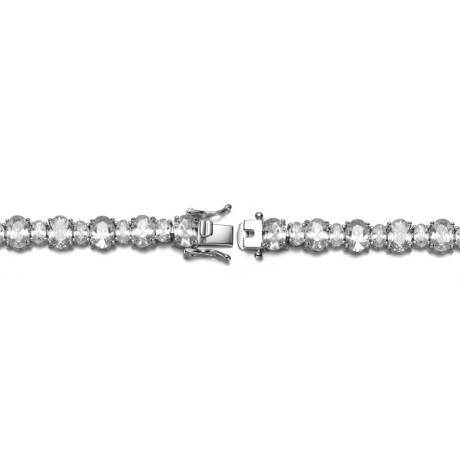 Genevive Sterling Silver with Oval Colored & Clear Cubic Zirconia Tennis Bracelet