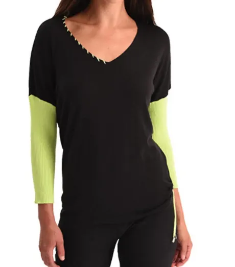 ANGEL - Rib Sleeve V-Neck Top