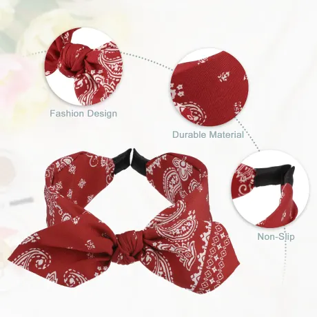 Unique Bargains- 3pcs Bow Knotted Wide Headbands