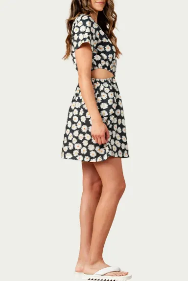 LUCCA - Carnation Cutout Cotton Mini Dress