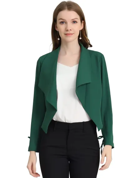 Allegra K- Open Front Crop Blazer Jacket