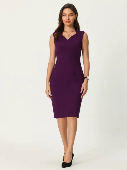 Hobemty- Sleeveless Sweetheart Neck Sheath Dress