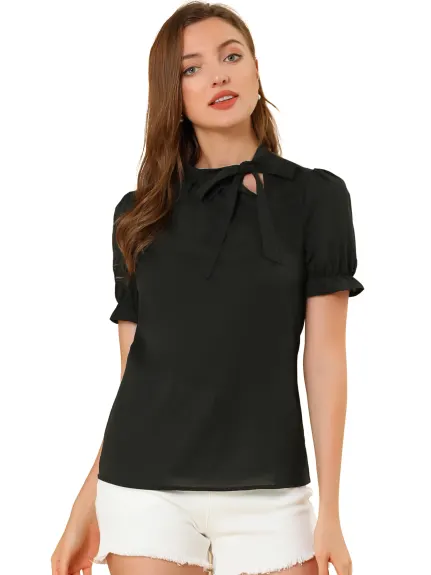 Allegra K - Bow Tie Neck Elegant Summer Top