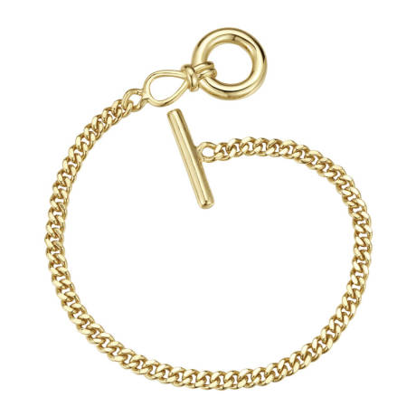 Rachel Glauber 14K Gold Plated with Clear Cubic Zirconia Chain Bracelet