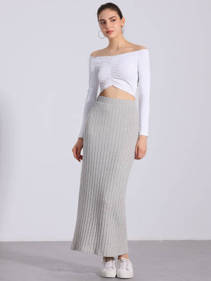 Allegra K - High Waist Long Bodycon Knit Skirt