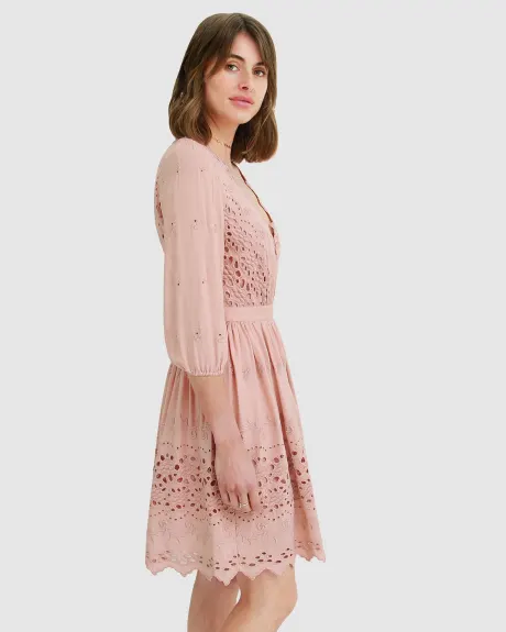 Belle & Bloom Sweet Talk Eyelet Mini Dress