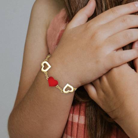 Rachel Glauber Bracelet pour tout-petit RG 14k plaqué or jaune Forever Heart, longueur réglable, 1-6 ans