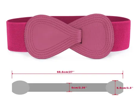 Allegra K- Interlock 8-Shaped Buckle Elastic Belt