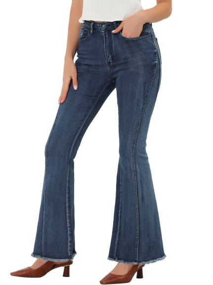 Allegra K - High Waist Stretch Classic Bell Jeans