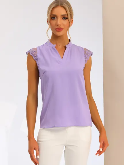 Allegra K- V Neck Sleeveless Blouse