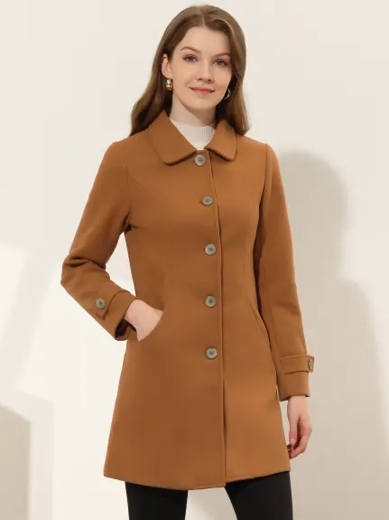 Allegra K- Peter Pan Collar Outwear Trench Caban