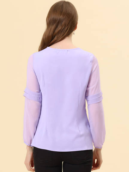 Allegra K- Long Sleeve Keyhole Neck Blouse Top