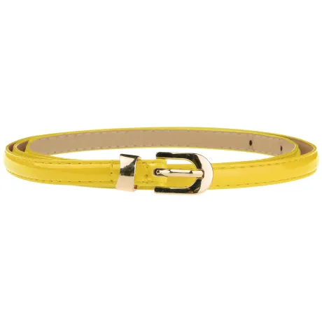Allegra K- Skinny PU Leather Belt with Gold Metal Buckle