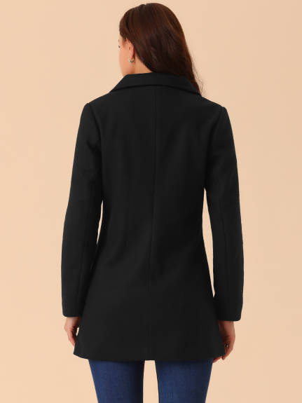 Allegra K - Notch Lapel Mid-Long Winter Peacoat