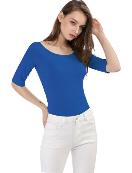 Allegra K- Half Sleeves Fitted Layering T-Shirt