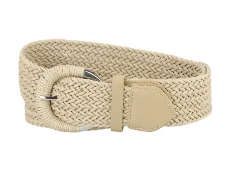 Allegra K- Woven Wide Braided Waist Belt Metal Buckle