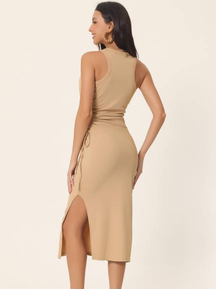 Allegra K- Cut Out Split Bodycon Midi Dress