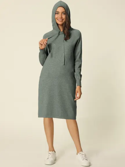 Allegra K- Pullover Sweatshirt Long Sleeve Hoodie Dress