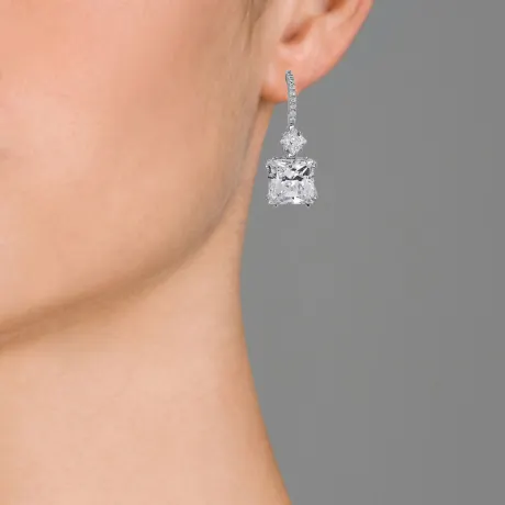 Boucles d'oreilles pendantes en argent sterling avec zircones cubiques carrées colorées