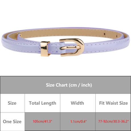 Allegra K- Skinny PU Leather Belt with Gold Metal Buckle