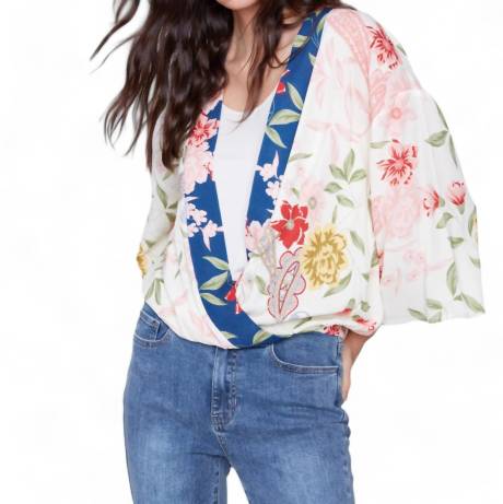 CHARLIE B - Floral Faux Wrap Top