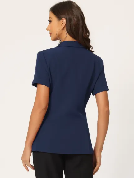 Allegra K- Short Sleeve 1 Button Jacket