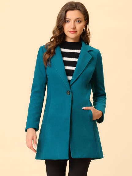 Allegra K- Classic Notched Lapel Long Overcoat