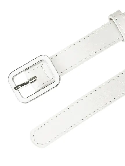 Allegra K- Rectangle Pin Buckle Thin Waist Belt