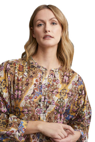 Tribal - Flowy Dolman Sleeve Blouse with Self-Covered Buttons