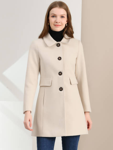 Allegra K- Lapel Collared Single Breasted Mid-Long Coat