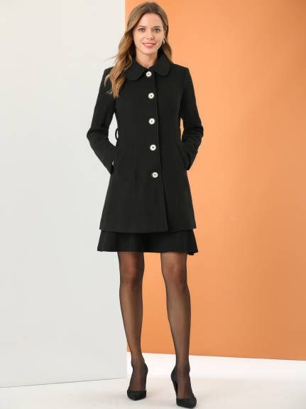 Allegra K- Elegant Lapel Collar Long Trench Coat