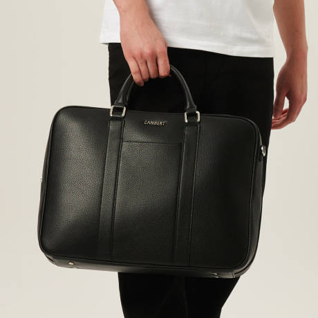 Lambert - The Noah - Black Vegan Leather 2-in-1 briefcase